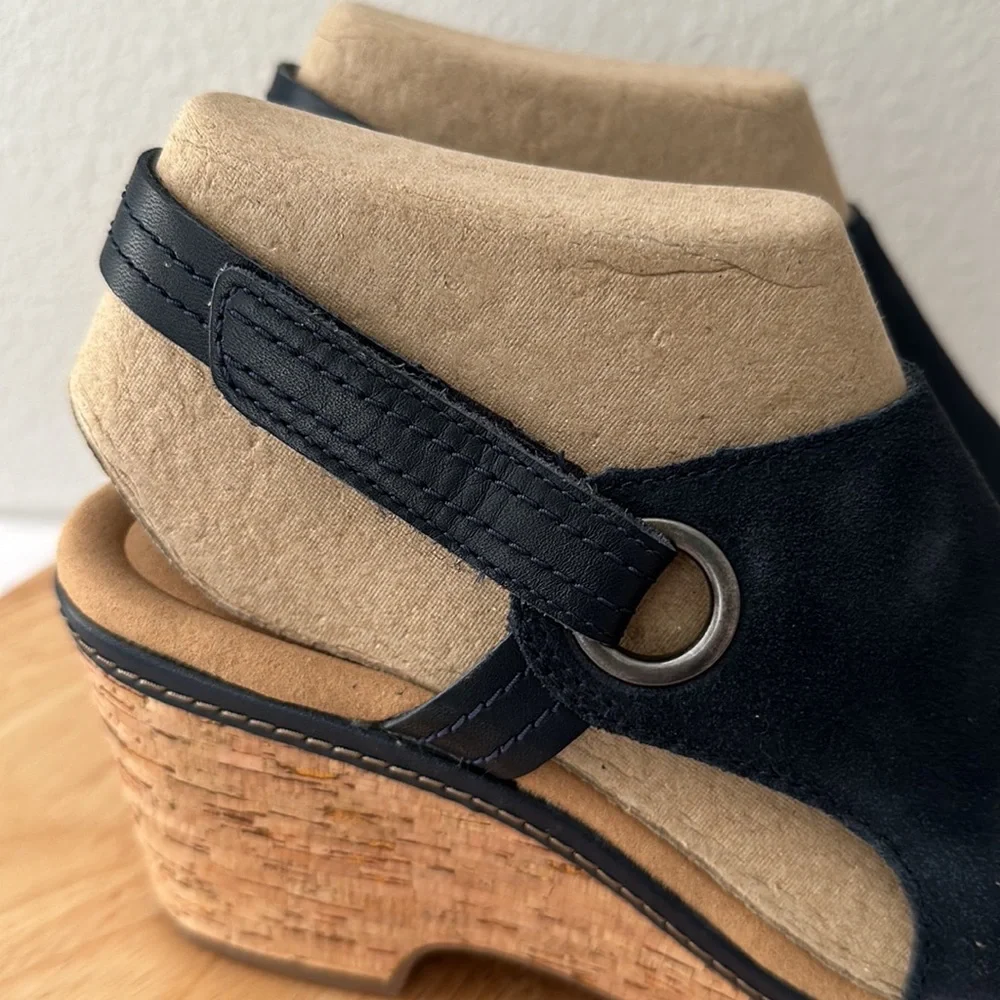 Clarks Collection Suede Cork Wedges - Giselle Sea
